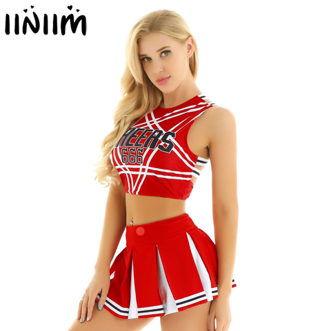US UK STOCK Women Japanese Schoolgirl Cosplay Uniform Girl Sexy Lingerie Gleeing Cheerleader Costume Set Halloween Costume Femme ► Photo 1/6