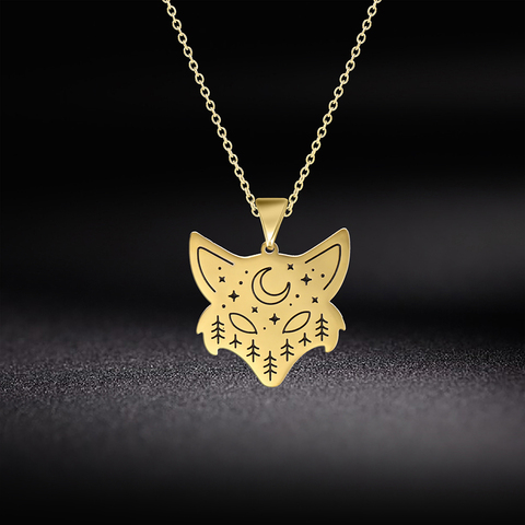 My Shape High Quality Stainless Steel Fox Animal Choker Pendant  Necklaces Fashion Geometric Statement Jewelry For Women ► Photo 1/6