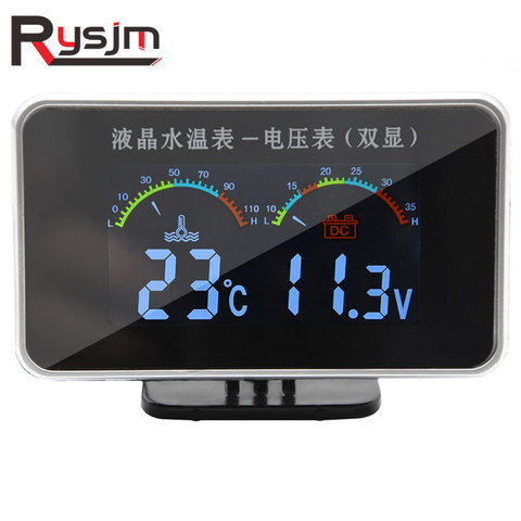 Waterproof LCD Digital Car Truck Voltmeter Water Temp Gauge Temperature Sensor 10mm Temperature volt meter 12v Voltage 2 in 1 ► Photo 1/6