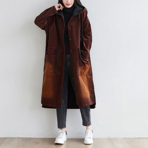 Loose Thick Winter Corduroy Coat Women Long Casual Fleece Thick Hooded Cardigan Large Size Chinese Style Baggy Warm Wadded Coat ► Photo 1/6