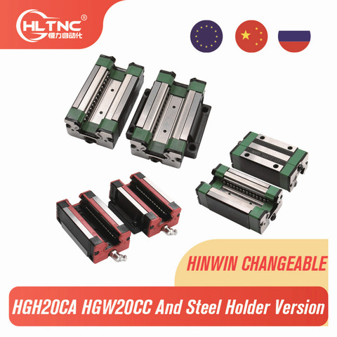 4pcs HGH20CA /HGW20CC HGR20 linear guide rail block match use hiwin HR20  width 20mm guide for CNC router ► Photo 1/6