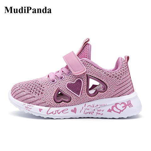 MudiPanda Children Mesh Casual Shoes Girl Sneakers Kids Sport Footwear Kids Shoes for Girl Light Shoes Pink Flat Shoes Winter ► Photo 1/6