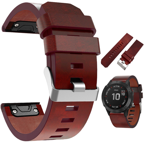 Leather Watchband Strap for Garmin Fenix 6X /6XPro/D2 Bravo/Mk1/3 HR Smart Watch Bracelet Wristband 26mm Quick Release Correa ► Photo 1/6