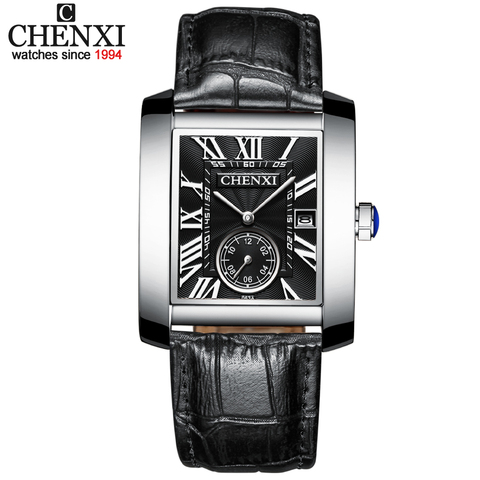 CHENXI New Fashion Square Dial Men Watches Analog Quartz Wristwatches Mens Leather Waterproof Date Chronograph montre homme ► Photo 1/6