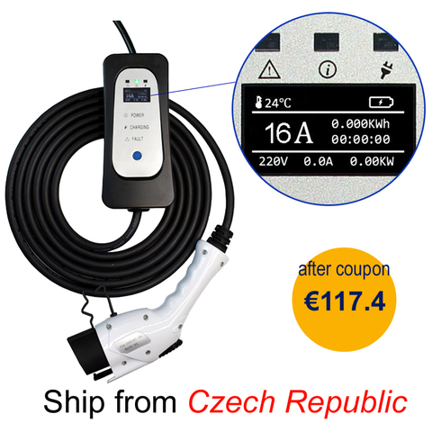 Electric car charger SAE J1772/IEC62196 EVSE EV charging cable 16A  EU Plug for Electric vehicle ► Photo 1/6