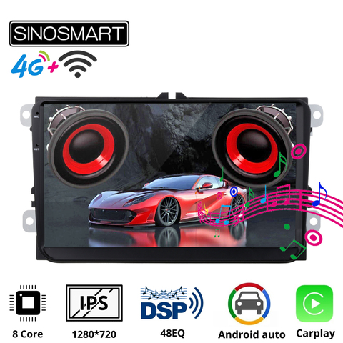 Sinosmart  8 Core,DSP Car GPS Navigation Radio for Volkswagen Universal 2006-2012 GPS Navigation Radio 2din 2.5D IPS/QLED Screen ► Photo 1/3