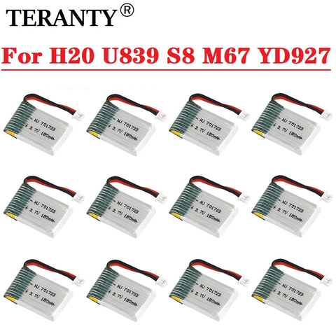 1/2/3/5/12Pcs For H20 Drones Battery 1s 3.7V 180mAh 30C For Syma S8 M67 U839 H20 RC Quadcopter Spare Parts 3.7V Lipo Battery ► Photo 1/3