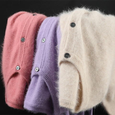 2022 Women Cardigan Super Warm Pure Mink Cashmere Sweaters O-neck Loose Female Sweater Ladies' Solid Color Knit Cardigans ► Photo 1/6