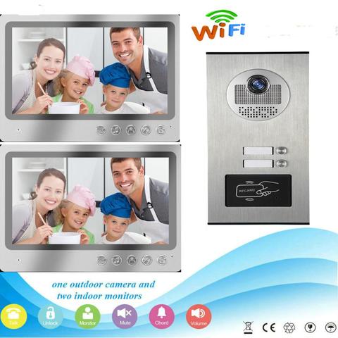 SmartYIBA 2 Unit Apartment APP Remote Control 9 Inch Monitor Wifi Wireless Video Door Phone Doorbell Intercom RFID Camera System ► Photo 1/5