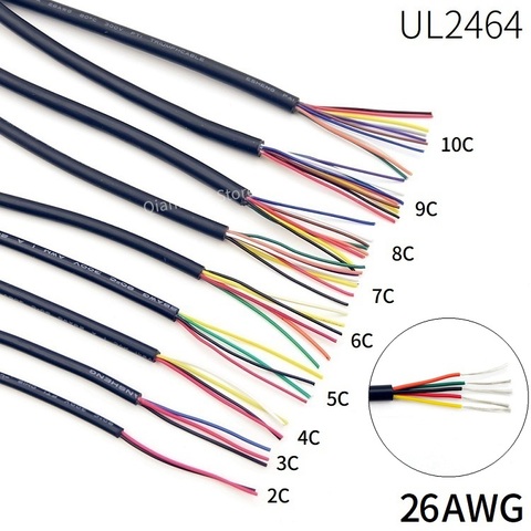 1M Sheathed Wire Cable 26AWG Channl Audio Line 2 3 4 5 6 7 8 9 10 Cores Insulated Soft Copper Cable Signal Control Wire UL2464 ► Photo 1/6