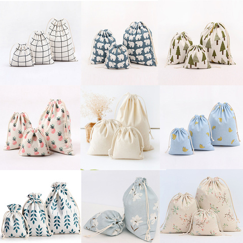 Factory Price 14 Styles Cotton Line Drawstring Pouches Candy Favor Holder Jewelry Party Gifts Bag 14x16cm 19x24cm 25x32cm Bag ► Photo 1/6