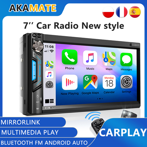 2din Car Radio MP5 Player Mp3 Player Apple Carplay Radio  Mirrorlink radio Bluetooth FM Car Radio For Universal 7'' Radio Player ► Photo 1/6