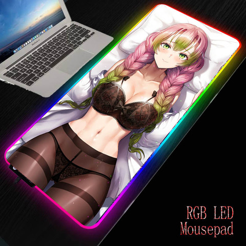 MRGBEST Sexy Girl Anime Demon Slayer Kimetsu No Yaiba Mouse Pad Anti-slip Gaming Mat with Locking Edge or Luminous USB LED ► Photo 1/6