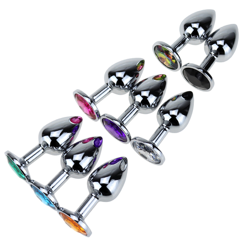 Metal Anal Plugs + Crystal Jewelry 7 Colors Small Anal Sex Toys For Women & Men Anal Beads Anal Tube Toys for adults Sex Product ► Photo 1/6