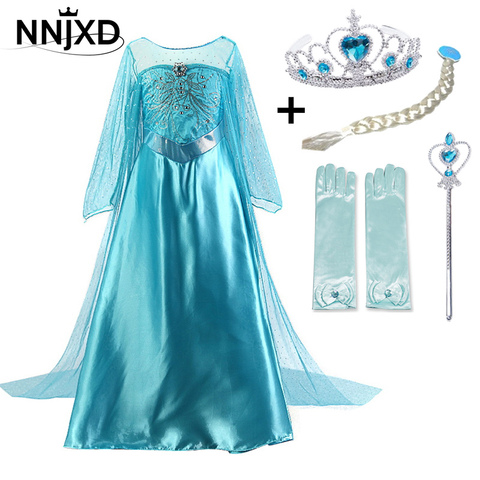 4-10T Girls Party Princess Dress Baby Girls Summer Elegant Long Sleeve Blue Dresses Birthday Party Fantasy Ball Dress ► Photo 1/6