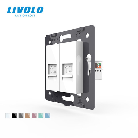 Manufacture Livolo,The Base Of  Socket /Outlet /Plug For DIY Product, 2 Gangs Computer Socket  RJ45 ,VL-C7-2C-11 ► Photo 1/5
