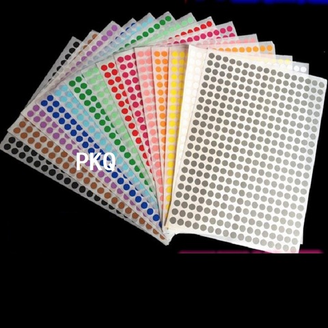 12 Sheets/Pack Mix Color Circle Round Color Coded Adhesive Label Dot Sticker 6mm/8mm/10mm/13mm/16mm/19mm/25mm/32mm/50mm/100mm ► Photo 1/6