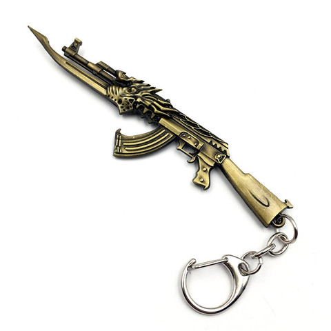 New Vintage Gold Counter Strike Guns Keychain Men CS GO AK47 Gun Trinkets Souvenirs Gift for Boyfriend Key Chain Jewelry Gifts ► Photo 1/6