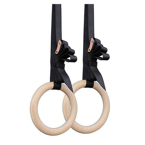 Wooden 28mm Exercise Fitness Gymnastic Rings Gym Exercise Crossfit Pull Ups Muscle Ups ► Photo 1/6
