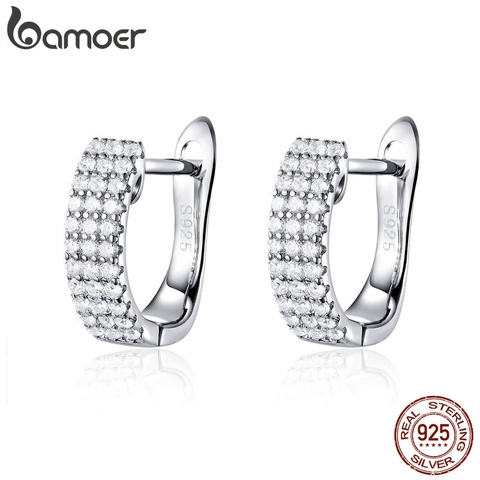 [Coupon $15 OFF $3] BAMOER Classic New 925 Sterling Silver Shining Clear  CZ Cubic Zircon Stud Earrings for SCE560 ► Photo 1/6