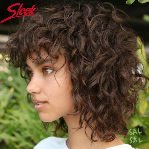 Sleek Short Human Hair Wigs For Women Curl Bob Wigs With Bangs Wool Roll Curl Brazilian Hair Wigs Ombre Colored Short Curl Wigs ► Photo 1/6