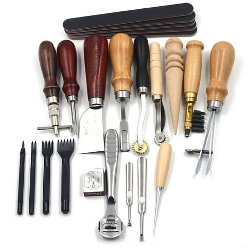 18pcs Craft DIY Handmade Tools Punch Edger Trench Device Belt Puncher Set Leather Hand Tools  E2shopping ► Photo 1/6