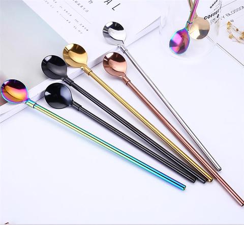 Stainless Steel Spoon With Long Handle Ice Spoon Coffee Spoon Tea Home Kitchen Tableware Spoons Size 25 CM ► Photo 1/6