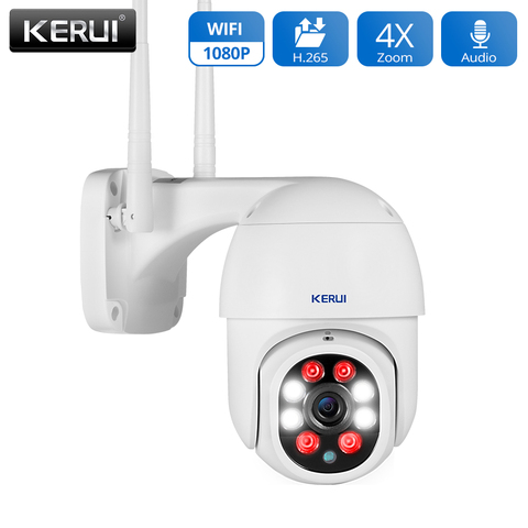 KERUI 1080P PTZ Wifi IP Camera Outdoor 4X Digital Zoom AI Detect Wireless Camera H.265 P2P ONVIF Audio 2MP Security CCTV Camera ► Photo 1/6
