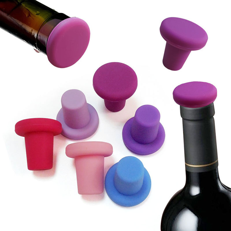 Wine Bottle Cork Set of 5 Bottle Stopper Silicone Wine Stoppers Colors 