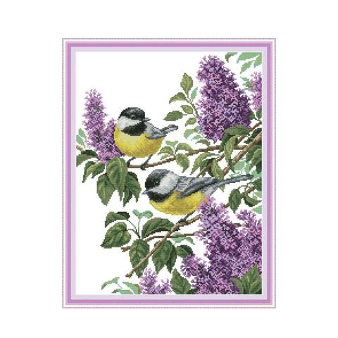 Two birds 3 cross stitch kit aida 14ct 11ct count print canvas cross stitches   needlework embroidery DIY handmade ► Photo 1/1