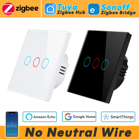 Zigbee Smart Wifi Wall Light Switch No Neutral 433 RF, Work with Tuya eWeLink Sonoff Smartthings Hub, Support Alexa Google Home ► Photo 1/6