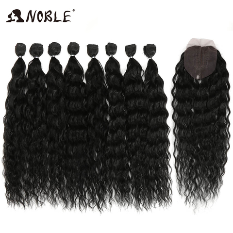 Noble Synthetic Hair Body Weave 20 Inch 8pcs/lot Afro Kinky Curly Hair Ombre Bundles Hair Extension Synthetic Hair Wave ► Photo 1/6