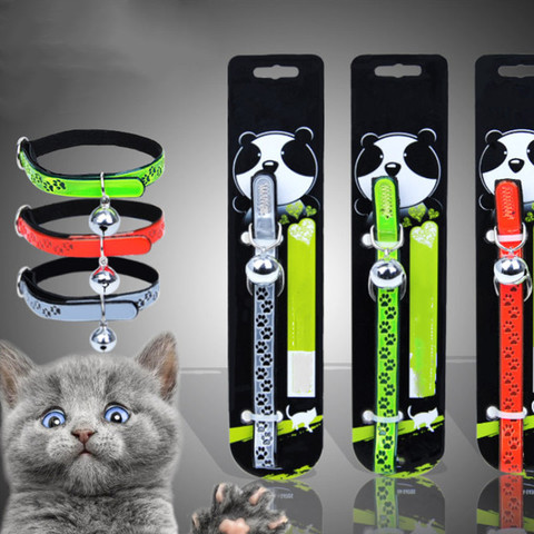 1pc Cat Collar Fluorescence Kitten Cats Bell Collars Free Engarving Glowing with Paw Necklace ► Photo 1/6