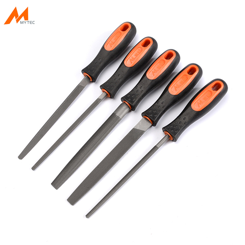 5pcs Medium-Toothed Metal Files Set for Metalworking Woodworking Steel Rasp File Flat Triangle Round Square Half-Round 6