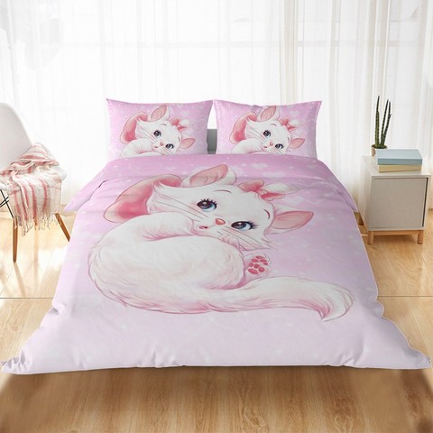 Cartoon Cotton Pink BedSheet Set  Cute bed sheets, Cotton bedding sets,  Girls bedding sets