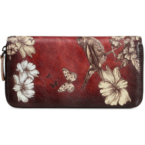 New Femlae Wallet Leather Coin Purse Genuine Leather Women Wallet Long Clutch Bags Flowers Womens Wallets And Purses  Carteira ► Photo 1/6