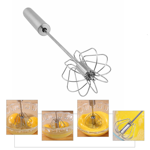 1Pcs  Semi-automatic Egg Beater 304 Stainless Steel Egg Whisk Manual Hand Mixer Self Turning Egg Stirrer Kitchen Egg Tools ► Photo 1/6