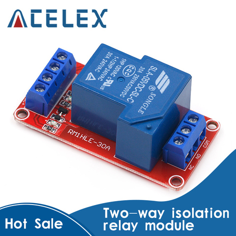 1PCS 5V 30A Two-way isolation relay module High/low level trigger 5V 30A 1-Channel Relay Module+Electronic With Optocoupler ► Photo 1/6