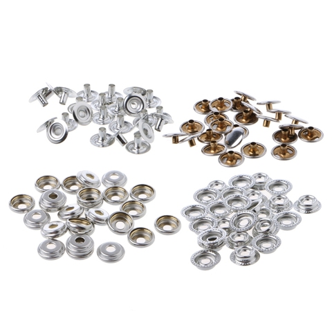 100 Pcs Stainless Steel Fastener Snap Press Stud Cap Button Marine Boat Canvas ► Photo 1/6