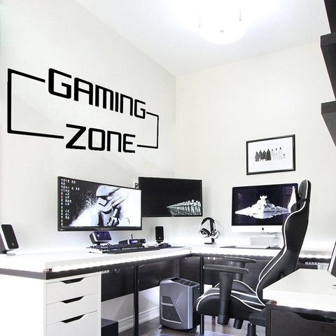 Large Gaming Zone Gamer Wall Sticker Playroom Kids Room Video Game Quote Wall Decal Bedroom Vinyl Home Decor ► Photo 1/3