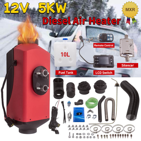 12V 2KW~5KW Diesel Air Heater W/LCD Remote Control For Tank ,Vent, Duct, Silencer, Exhuast Caravan Motorhome	 ► Photo 1/6