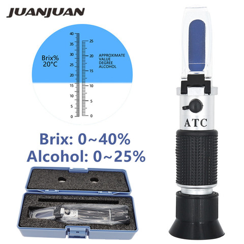 Hangheld Refractometer 0~40% Brix 0~25% Alcohol Wort Specific Gravity Wine Sugar Brix Tester with ATC Box 50% off ► Photo 1/6