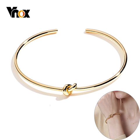 Vnox Candid Style Knot Bangle for Women Gold Tone Stainless Steel Trendy Tie Cuff Bracelets BFF Sister Pulseira Wedding Jewelry ► Photo 1/6