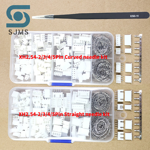 320pcs 2.54mm Pitch JST Terminal Kit Wire Header Housing wire Adaptor XH2.54 2p 3p 4p 5p pin Connector plug straight needle TJC3 ► Photo 1/6
