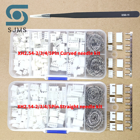 320pcs 2.54mm Pitch JST Terminal Kit Wire Header Housing wire Adaptor XH2.54 2p 3p 4p 5p pin Connector plug straight needle TJC3 ► Photo 1/6