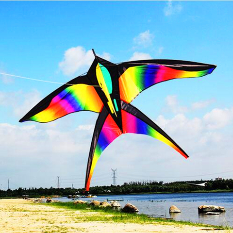 free shipping high quality rainbow bird kites with handle line flying toy airplane eagle kite ripstop nylon walk talk weifang ► Photo 1/1