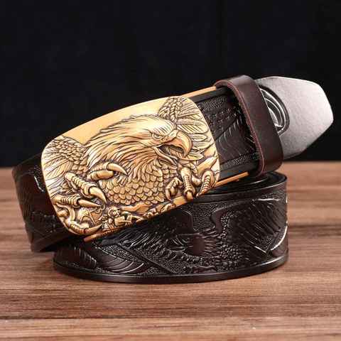 Men's Leather Belts Belts for Men Genuine Leather Ratchet Belt Automatic Buckle Wide:35mm Men Automatic Buckle Belt ► Photo 1/6