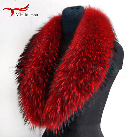 Real Raccoon Fur Scarves Woman 100% Pure Natural Raccoon Fur Collar Warm Winter Scarves Red Fox Fur Collar M8 ► Photo 1/6