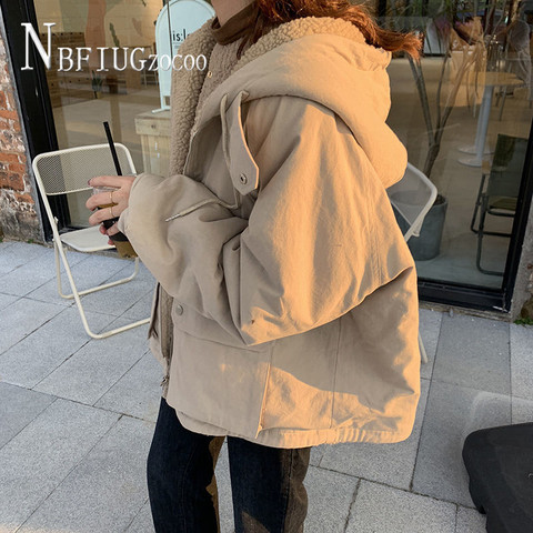 Double Side Can Wear Women Coat 2022 Winter Korean Loose Lining With Fluff Hooded Female Jacket ► Photo 1/6