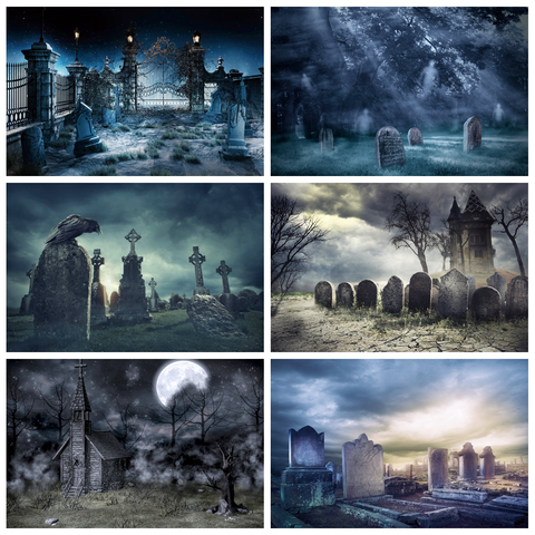 Halloween Backdrops For Photography Tomb Park Star Terrible Night Party Scene Photography Backgrounds Photocall For Photo Studio ► Photo 1/6